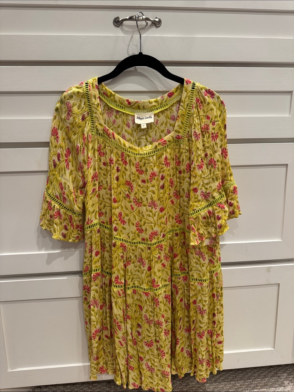 Poupette St Barth Yellow Floral Swim Coverup Tunic
